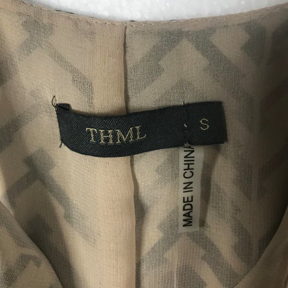 THML Sz S Chevron Flounce Layered Sleeveless Dres - Picture 2 of 8